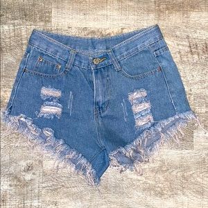 High waisted denim shorts